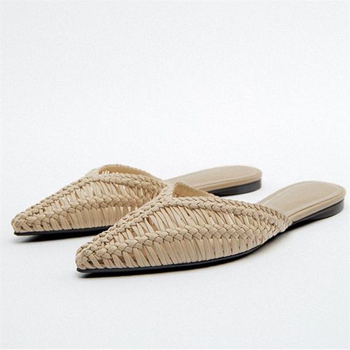 Sandales Gladiateur Ajoures Pour Femmes,Chaussures Dcontractes,Plates Tisses,Pantoufles De Plage D't,Mules Oxfords,2023 - 40