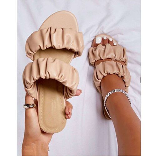 Sandales Plates  Bout Ouvert Pour Femmes, Pantoufles D'extrieur, Chaussures  Plateforme, Dcontractes, Couleur Unie, Grande Taille 42, t 2021