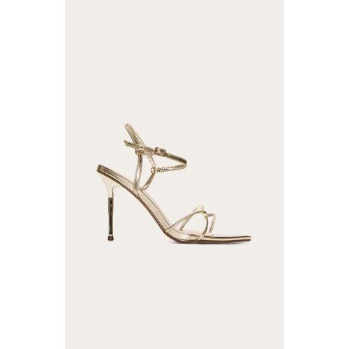 Sandales Pointues En Pu Dor  Talon Aiguille Haut Et Brides Fines, Dor - 41
