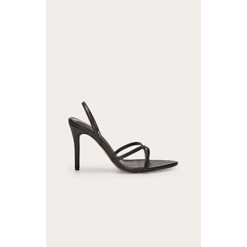 Sandales Pointues En Pu Noir  Talon Aiguille Haut Et Bride Derrire, Noir - 40