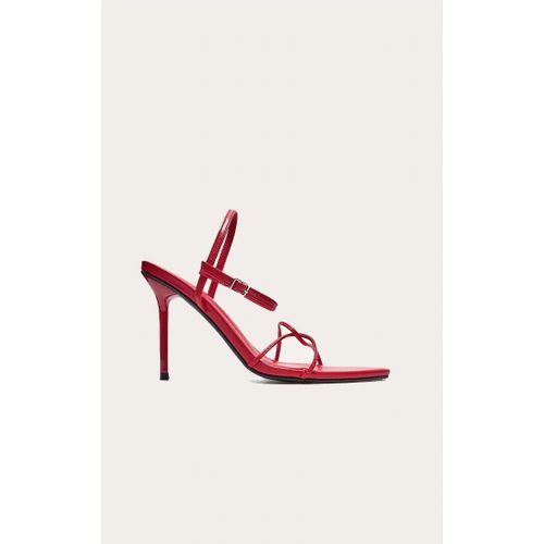 Sandales Pointues En Pu Rouge  Talon Aiguille Haut Et Brides Fines, Rouge - 39
