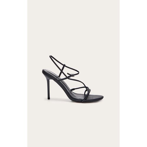 Sandales Pointure Large En Pu Noir  Talon Aiguille Haut Et Boucle Asymtrique, Noir - 39