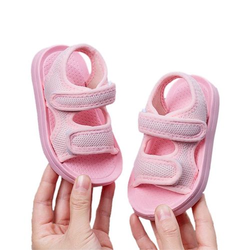 Sandales Pour Enfants A Bout Ouvert, Souples, A Crochets Et Boucles, Legeres Et Respirantes, Chaussures D'ete Pour Tout-Petits, Rose, Pointure 17