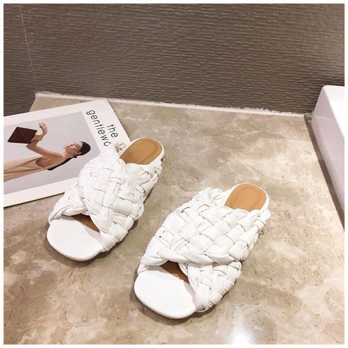 Sandales Tisses Pour Femmes, Chaussures D't De Marque  Bout Ouvert Bas, Plates Et Dcontractes, Tongs De Plage - 40