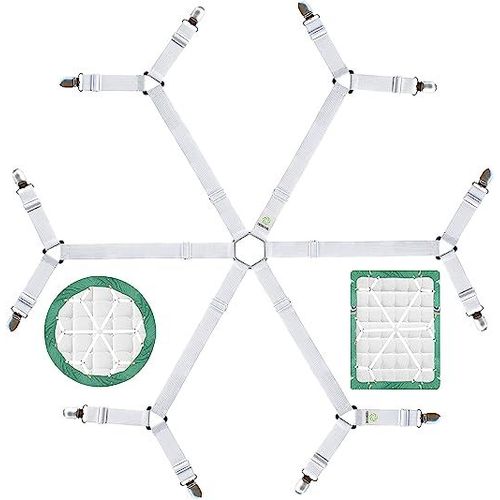 Sangle De Drap Hexagonale Antidrapante (Blanche), Sangle De Drap-Housse De Qualit Suprieure Avec Sangle lastique Croise  6 Voies Et Clip D'angle, Sangle lastique De Drap, Support De Literie, Ma