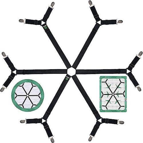 Sangle De Drap Hexagonale Antidrapante (Noire), Sangle De Drap-Housse De Qualit Suprieure Avec Sangle lastique Croise  6 Voies Et Clip D'angle, Sangle lastique De Drap, Support De Literie, Mate