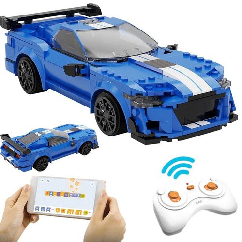 Sans Emballage - Voiture De Course Technique Blue Devils Rc, Blocs De Construction Avec Programmation D'application, Tlcommande, Vhicule Supercar, Briques, Jouets Pour Garons