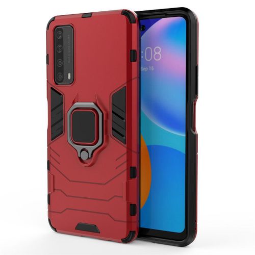 Saturcase Coque Pour Huawei P Smart 2021, Bague Bquille Hybride 2 En 1 [Pc & Silicone] Double Couche Pare-Chocs Antichoc Protecteur Housse tui Coque Pour Huawei P Smart 2021 (Rouge)