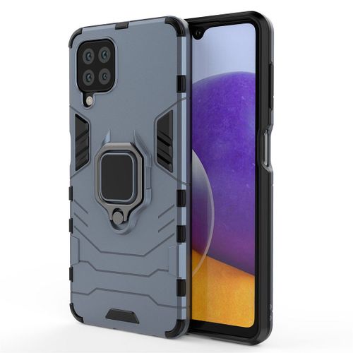 Saturcase Coque Pour Samsung Galaxy M32, Bague Bquille Hybride 2 En 1 [Pc & Silicone] Double Couche Pare-Chocs Antichoc Protecteur Housse tui Coque Pour Samsung Galaxy M32 (Bleu Marine)