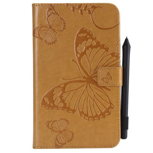 Saturcase Coque Pour Samsung Galaxy Tab A 7.0, Papillon Pu Cuir Magntique Flip Portefeuille Support Porte-Carte Protecteur Coque Housse tui Pour Samsung Galaxy Tab A 7.0 Sm-T280 T285 (Jaune)