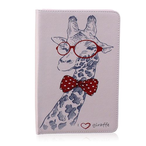 Saturcase Housse Coque Pour Apple Ipad Mini 4 Belle Girafe Motif Portefeuille tui  Rabat En Cuir Et Tpu Doux Case