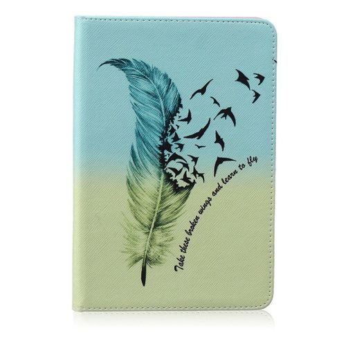 Saturcase Housse Coque Pour Apple Ipad Mini 4 Unique Plume Motif Portefeuille tui  Rabat En Cuir Et Tpu Doux Case