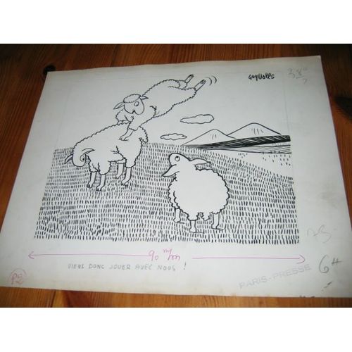 Saute-Mouton Dessin Original Presse Guy Valls