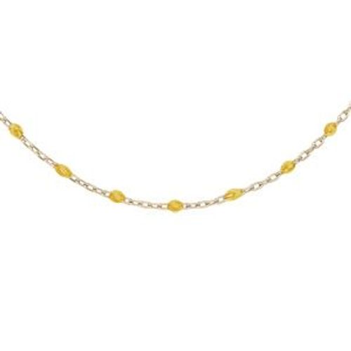 Sautoir Argent Et Dorure Jaune Olives Rsine Jaune Transparent 60+10cm