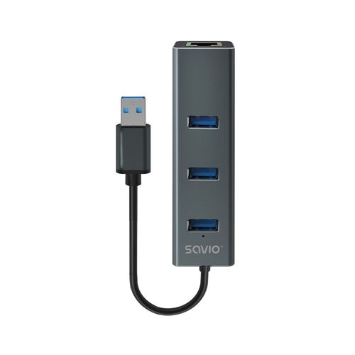 Savio Ak-57 Usb-a - 3 X Usb-a Hub With Rj-45 Gigabit Ethernet Adapter