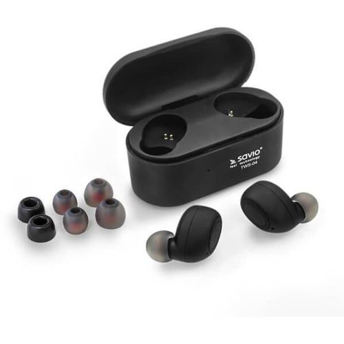 Savio Casque sans fil Bluetooth Savio TWS-04 Noir Graphite (2?h, Sans fil), ?couteurs, Gris, Noir