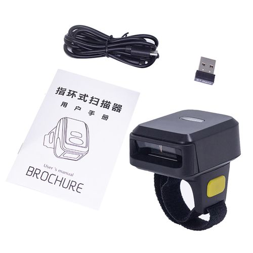 Scanner De Codes-Barres 2d Portable Avec Anneau Portable 1d 2d Lecteur De Barres Bt + 2,4 G Connexion Sans Fil Et Filaire Avec Prise En Charge Du Stockage Hors Ligne Pour Ordinateurs Pc Windows Supermarket Library Express