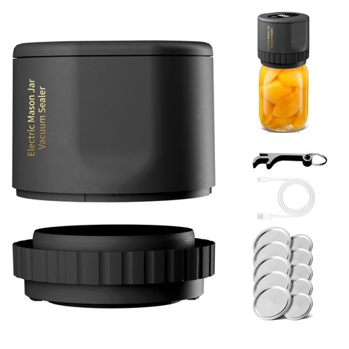 Scelleuse sous vide lectrique pour bocaux Mason,kit de scelleuse sous vide sans fil pour la fermentation des bocaux Mason  bouche large et  bouche rgulire avec Mason - Type Black