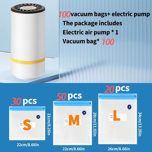 Scelleuse sous vide portative  une main,opration automatique facile,vite la contamination transversale des aliments + 100 pices - Type Vacuum Sealer-100pcs