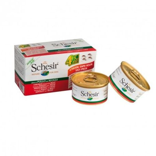 Schesir Chien - Filets De Poulet Et De Boeuf - 4 X 85g