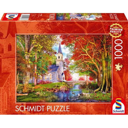 Schmidt Spiele La Chapelle Dans La Fort Dautomne, 1000 Pcs