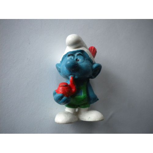 Schtroumpf Tyrolien Variante Yeux Original Ancienne Figurine Collection Schtroumpfs Smurf