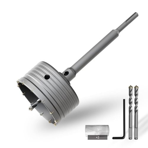 Scie Cloche  Bton De 110 Mm Avec Rallonge Sds-Plus De 220 Mm,Kit De Scies Cloches Pour Bton,Couronne De Forage Creuse,4 Forets De Centrage Tranchants 8 X 110 Mm,Pointe En Carbure De.[W760]