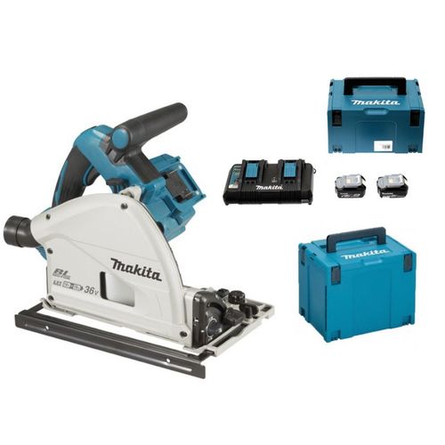 Scie Plongeante Makita 18v Li-Ion 5.0 Ah 165 Mm + 2 Batteries, Chargeur, Coffret - Dsp600pt2j