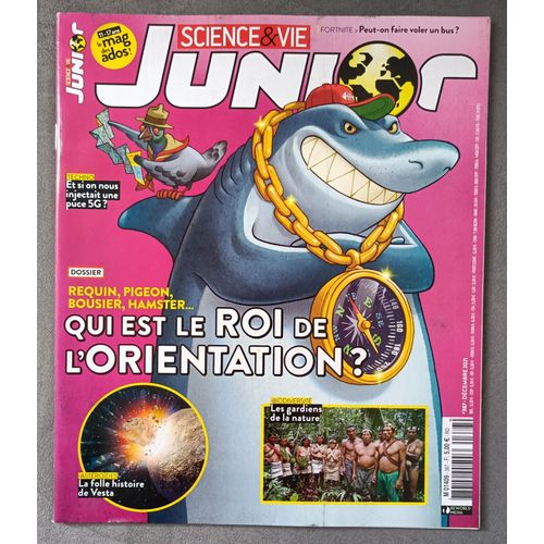 Science Et Vie Junior N 387 Decembre 2021. Requin, Pigeon, Bousier ... Qui Est Le Roi De L Orientation ? Peut On Faire Voler Un Bus ? Les Gardiens De La Nature. Et Si On Nous Injectait Une Puce 5g ?