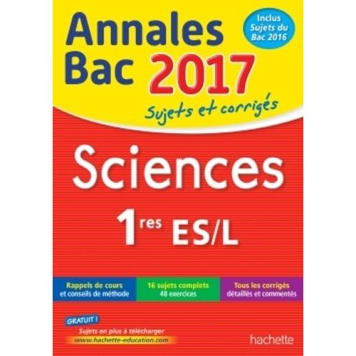 Sciences 1res Es/L - Sujets Et Corrigs    Format Beau livre 