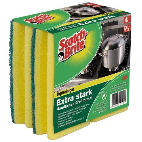 Scotch-Brite 5204 C+C Lot De 4 ponges De Vaisselle Avec Partie  Rcurer Extra paisse Taille Xxl