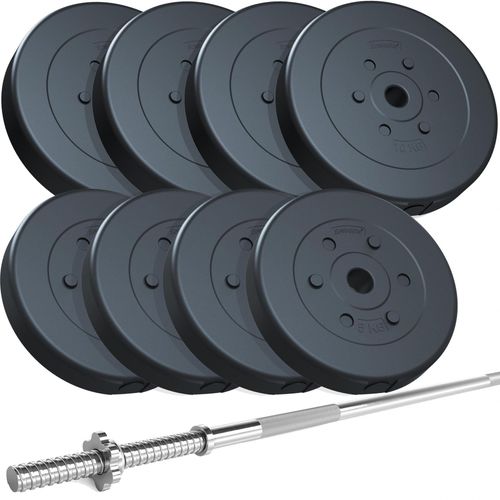 Scsports Jeu D'haltres - 69 Kg, Barre, Plaques De Poids Plastifies 4x10, 4x5 Kg, Max 120 Kg - Ensemble De Poids  La Maison