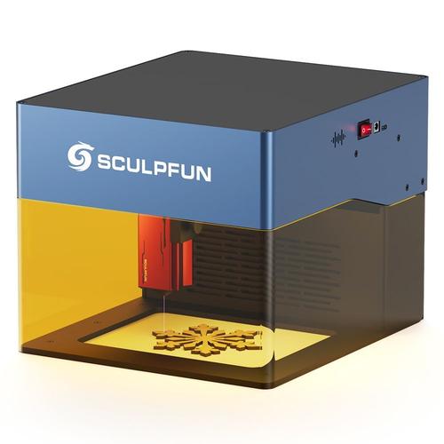SCULPFUN iCube Pro 5W Graveur laser point laser 0,06mm,vitesse de gravure 10 000 mm/min, carte mre 32 bits, lentille remplaable,filtre  fume,alarme de temprature,connexion application,130x130mm