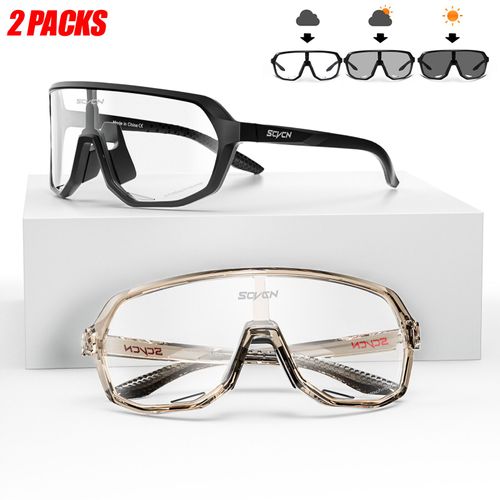 Scvcn Hommes Femmes Sport Cyclisme Lunettes En Plein Air Photochromique Lunettes De Soleil Route Vlo Lunettes Vtt Conduite Vlo Uv400 Lunettes 2 Paquets - Type Dz-S63-Ph-0115-2 Packs