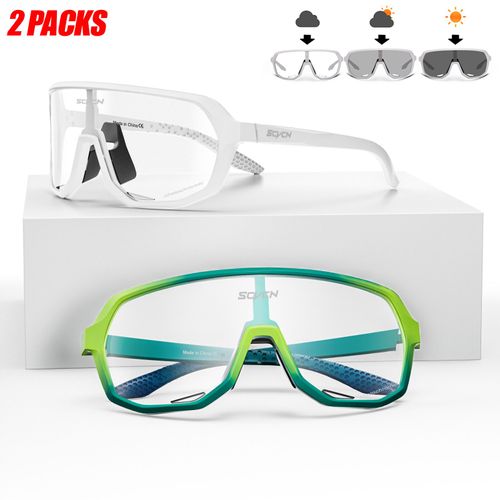 Scvcn Hommes Femmes Sport Cyclisme Lunettes En Plein Air Photochromique Lunettes De Soleil Route Vlo Lunettes Vtt Conduite Vlo Uv400 Lunettes 2 Paquets - Type Dz-S63-Ph-0817-2 Packs
