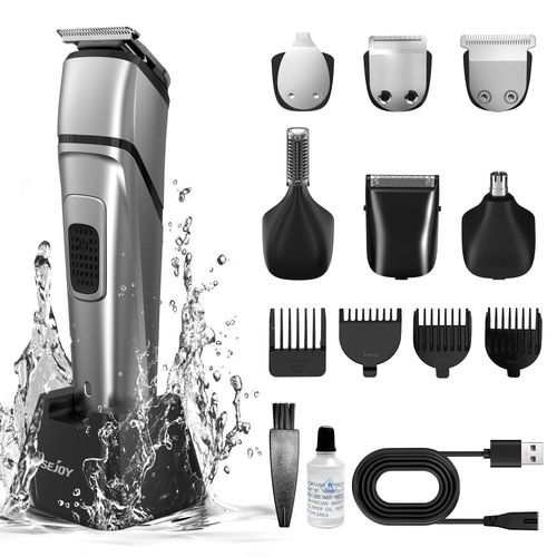 Sejoy Tondeuse  Cheveux 6 En 1 Tondeuse Barbe Multifonctionnelle, Lames Titane Inoxydable, 4 Guides De Coupe, Dure 90 Min - Gris