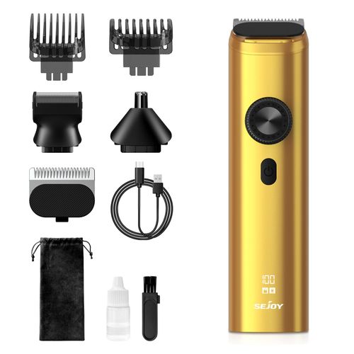 Sejoy Tondeuse Multi-Usages, Tondeuse Barbe Et Cheveux Professionnelle 8 En 1 - Ecran Led - Charge Usb - Autonomie 280 Min - Dore
