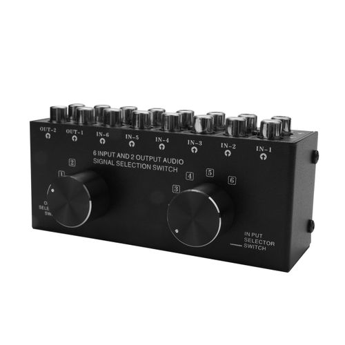 SLecteur 6 en 2 Sorties ou 2 en 6 Sorties Casque Commutateur Haut-Parleur StRO Son Source SLection Du Signal Commutateur, Interface Compatible Commutateur de RCA