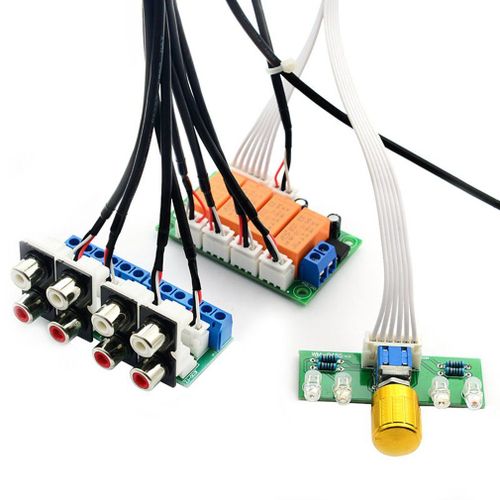 Slecteur de Signal d'entre Audio, relais  4 voies, commutation RCA, panneau de slection d'entre Audio de commutation rotative pour amplificateurs