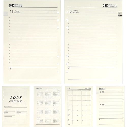 Semainier 2025,Format A5,Format A5,6 Trous,176 Pages,Format A5,139x206 Mm,Recharge De Papier Pour Agenda,Projets De Bricolage