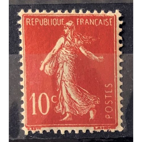 Semeuse 10c Rouge Sans Sol - Postes En Maigre (Trs Joli N 135) Neuf* - France Anne 1906 - Brn83 - N33339