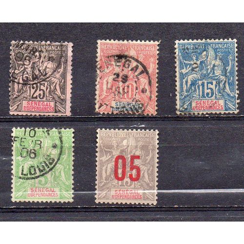 Sngal- Lot De 4 Timbres Oblitrs Avec Trace De Charnire Et 1 Timbre Neuf Avec Trace De Charnire- Navigation Et Commerce