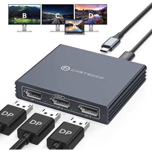 Sparateur USB-C vers DisplayPort pour 3 crans Sparateur USB-C Thunderbolt 4K@60Hz avec 3X DP 1.4 100W PD Supporte Les Modes MST et SST MST Extended Display pour Windows Uniquement