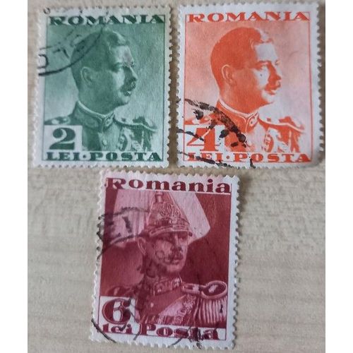 Srie De 3 Timbres Oblitrs Posta Romana Reprsentant Un Portrait, De Respectivement 2, 4 Et 6 Lei.