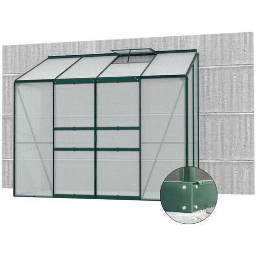 Serre De Jardin En Polycarbonate 4 Mm Et Aluminium Vert Emeraude Avec Embase Ida 131. X 255.00 X 222.00 Cm
