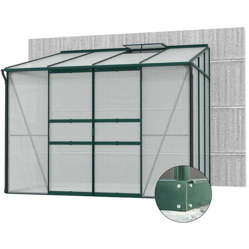 Serre De Jardin En Polycarbonate 6 Mm Et Aluminium Vert Emeraude Avec Embase Ida 201.4 X 262.1 X 220.8 Cm