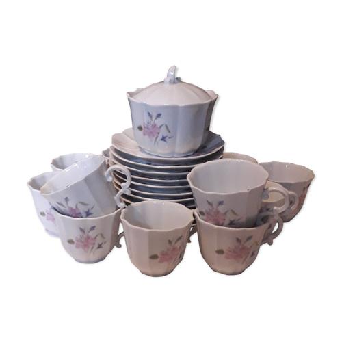 Service Caf 12 Tasses Et Soucoupes Et Sucrier En Fine Porcelaine De ...