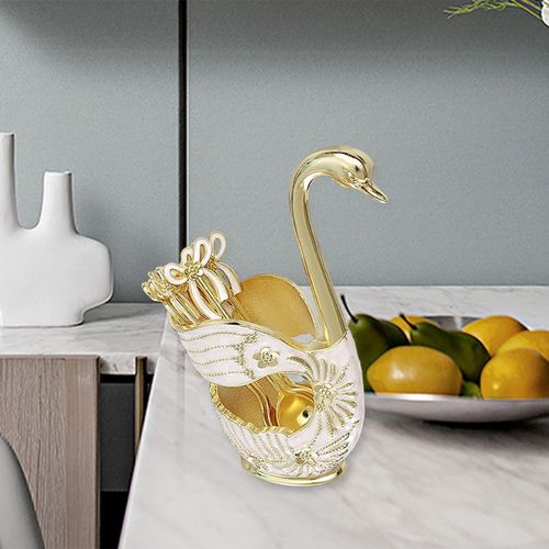 Service De Couverts Cratifs, Support  Base De Cygne, Couverts  Dessert Aux Fruits, Cuillre  Caf, Ensemble De Vaisselle En Forme De Cygne Pour Dcor De Restaurant D'anniversaire