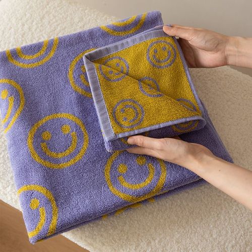 Serviette De Bain En Coton Peign  2 Cts,Douce Et Confortable,Avec Fil Teint,Super Absorbante,Pour Le Visage,Pour La Maison - Type Purple-70x140cm