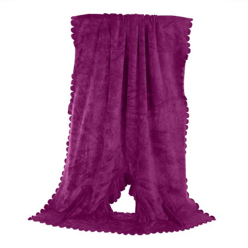 Serviette De Lit De Couleur Unie Pour Salon De Beaute Avec Trou Ouvert, Serviette Douce Non Pelucheuse, Couverture Violette
